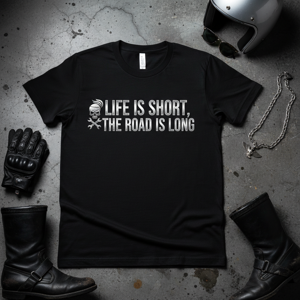 Life Is Short The Road Is Long motorcycle lifestyle t-shirt