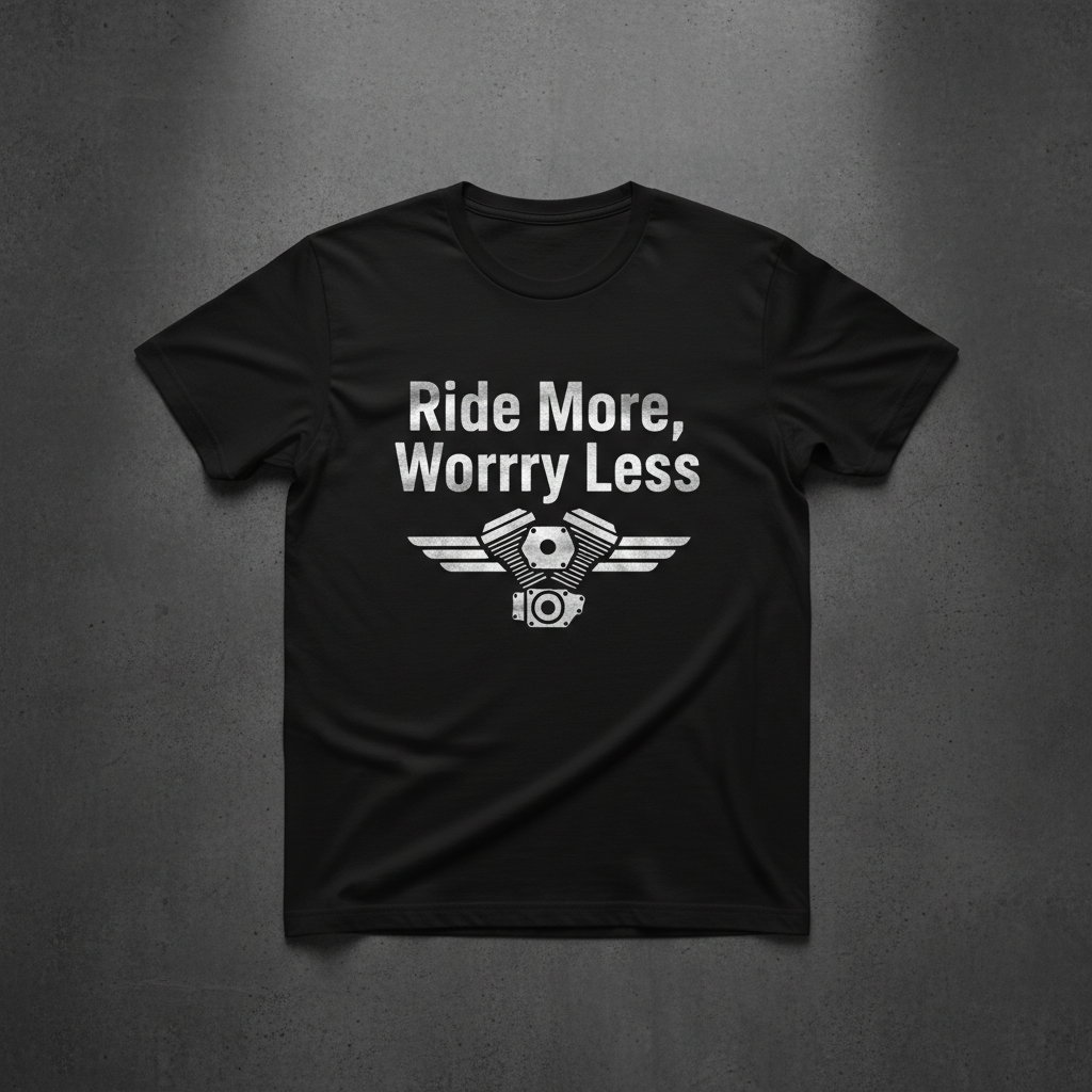 Ride More Worry Less motorcycle lifestyle t-shirt